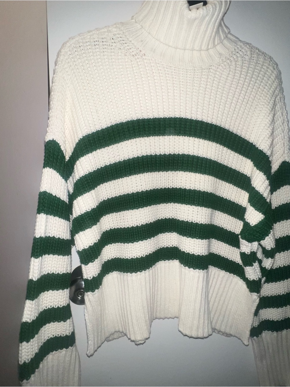 Women's Cream & Green Striped Turtleneck Sweater by Madewell  Small Brand new